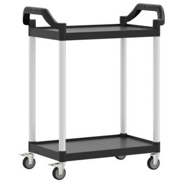 2-Tier Black Trolley - 81x41x92 cm Aluminium - Hippomarket