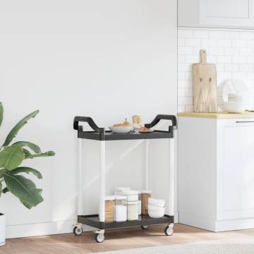 2-Tier Black Trolley - 81x41x92 cm Aluminium - Hippomarket