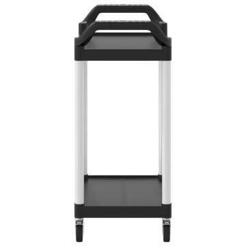 2-Tier Black Trolley - 81x41x92 cm Aluminium - Hippomarket