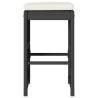 Garden Bar Stools with Cushions - 6 pcs Black Poly Rattan