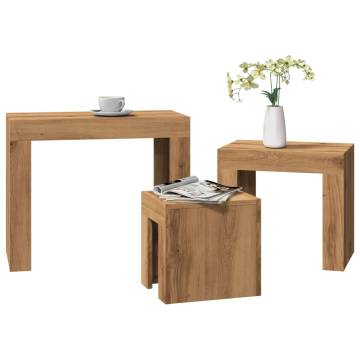 Nesting Coffee Tables 3 pcs Artisan Oak - Stylish & Space-Saving