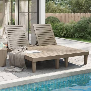 Double Sun Lounger Light Brown - Adjustable Comfort