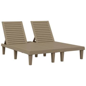 Double Sun Lounger Light Brown - Adjustable Comfort