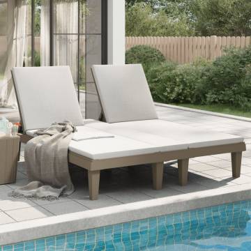 Double Sun Lounger Light Brown - Adjustable Comfort