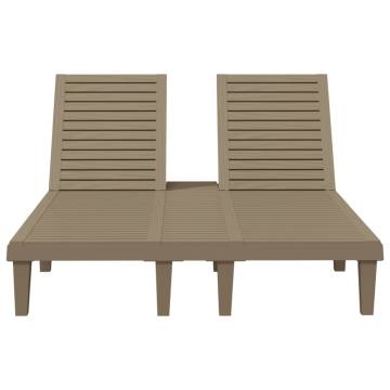 Double Sun Lounger Light Brown - Adjustable Comfort