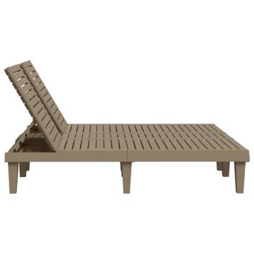 Double Sun Lounger Light Brown - Adjustable Comfort