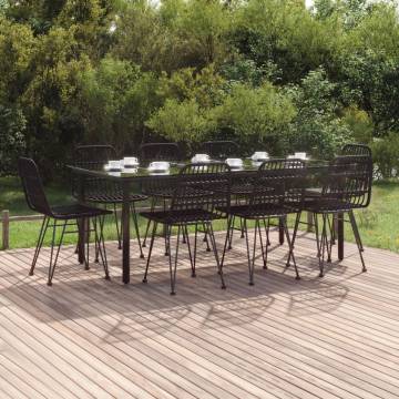 9 Piece Garden Dining Set - Black Poly Rattan Set