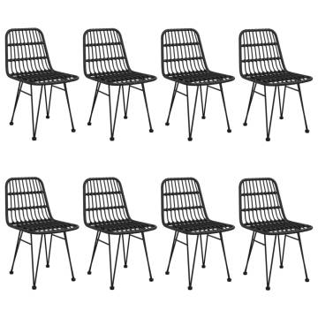 9 Piece Garden Dining Set - Black Poly Rattan Set