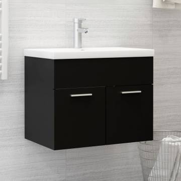 Elegant Black Sink Cabinet with Built-in Basin | HipoMarket