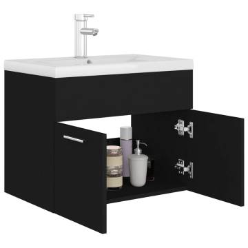 Elegant Black Sink Cabinet with Built-in Basin | HipoMarket