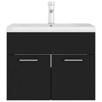 Elegant Black Sink Cabinet with Built-in Basin | HipoMarket