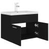 Elegant Black Sink Cabinet with Built-in Basin | HipoMarket