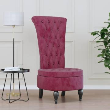 High Back Chair - Wine Red Velvet Button Design | HipoMarket