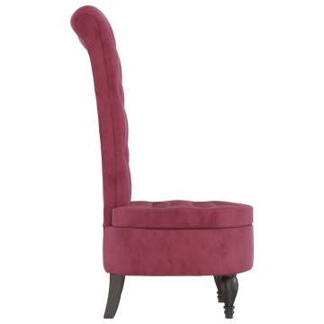 High Back Chair - Wine Red Velvet Button Design | HipoMarket