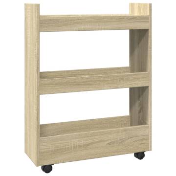 Narrow Storage Trolley 3 Tier Sonoma Oak | Stylish & Practical