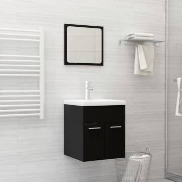 Stylish Black Bathroom Furniture Set - Engineered Wood