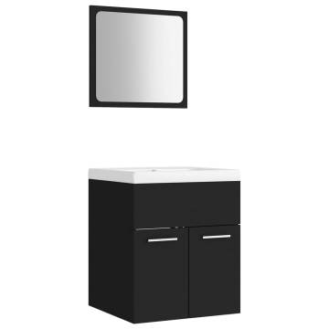 Stylish Black Bathroom Furniture Set - Engineered Wood