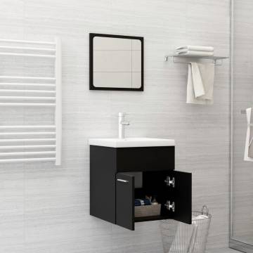 Stylish Black Bathroom Furniture Set - Engineered Wood