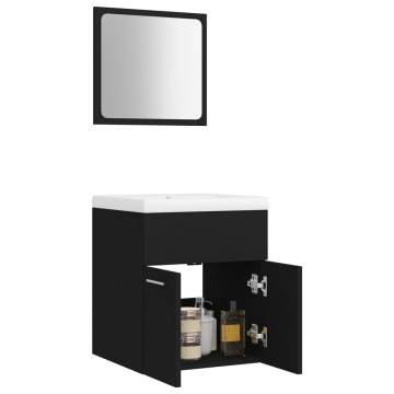 Stylish Black Bathroom Furniture Set - Engineered Wood