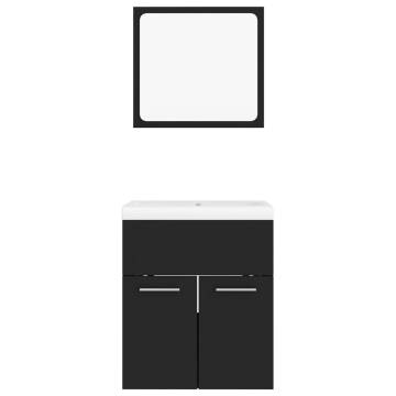 Stylish Black Bathroom Furniture Set - Engineered Wood