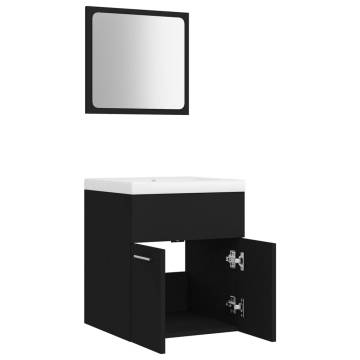 Stylish Black Bathroom Furniture Set - Engineered Wood