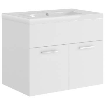 Elegant Sink Cabinet with Built-in Basin - White Engineered Wood