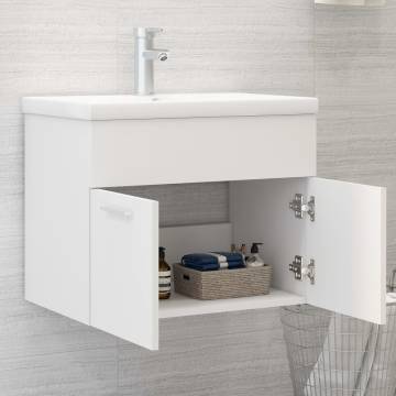 Elegant Sink Cabinet with Built-in Basin - White Engineered Wood