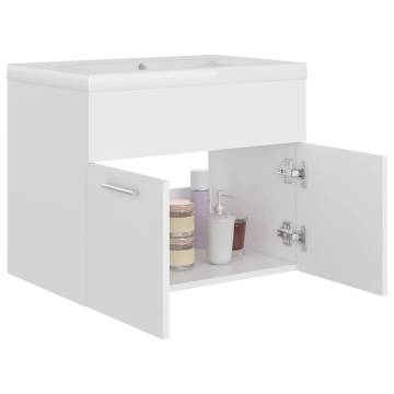 Elegant Sink Cabinet with Built-in Basin - White Engineered Wood