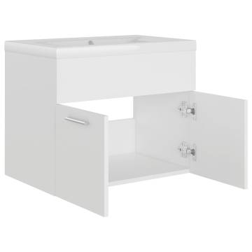 Elegant Sink Cabinet with Built-in Basin - White Engineered Wood