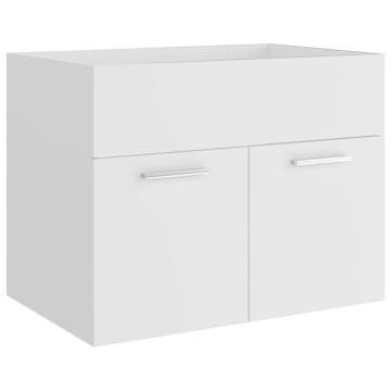 Elegant Sink Cabinet with Built-in Basin - White Engineered Wood