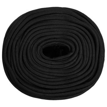 Boat Rope Full Black 8mm - 50m Durable Polypropylene