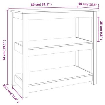 Console Table White 80x40x74 cm Solid Wood Pine | HiPo Market