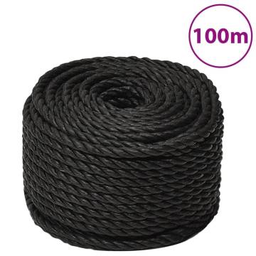 Durable Black Work Rope 24mm x 100m | Polypropylene Utility Rope