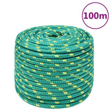 Boat Rope Green 14mm 100m - Durable Polypropylene