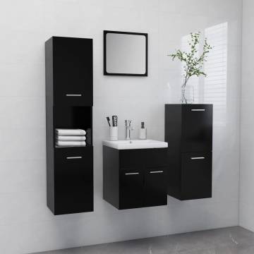 Stylish Bathroom Furniture Set in Black Engineered Wood