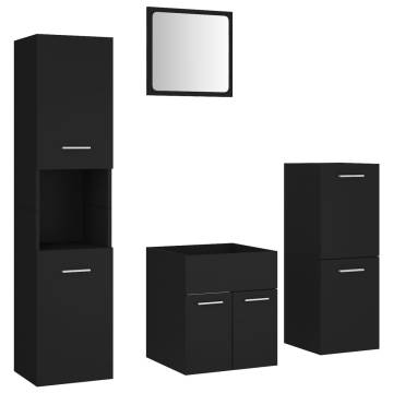 Stylish Bathroom Furniture Set in Black Engineered Wood