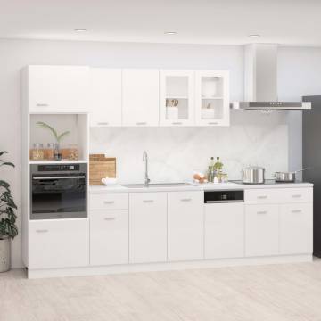 7 Piece High Gloss White Kitchen Cabinet Set | Hipomarket