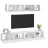 4 Piece White Engineered Wood TV Cabinet Set | Hipomarket