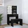 Dressing Table Set with LED - Black Engineered Wood