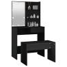 Dressing Table Set with LED - Black Engineered Wood