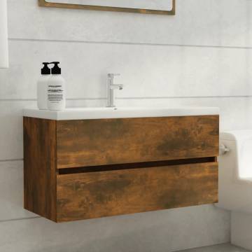 Sink Cabinet Smoked Oak 90x38.5x45 cm - Premium Storage