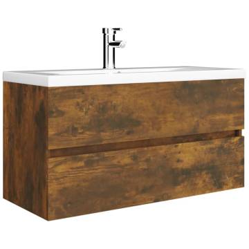 Sink Cabinet Smoked Oak 90x38.5x45 cm - Premium Storage