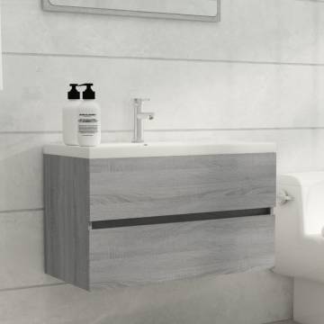 Stylish Sink Cabinet with Built-in Basin - Grey Sonoma