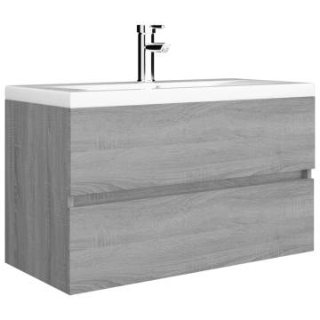 Stylish Sink Cabinet with Built-in Basin - Grey Sonoma