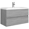 Stylish Sink Cabinet with Built-in Basin - Grey Sonoma