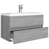 Stylish Sink Cabinet with Built-in Basin - Grey Sonoma