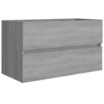 Stylish Sink Cabinet with Built-in Basin - Grey Sonoma