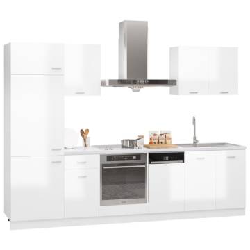 7 Piece High Gloss White Kitchen Cabinet Set | Hipo Market