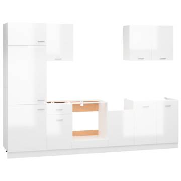 7 Piece High Gloss White Kitchen Cabinet Set | Hipo Market