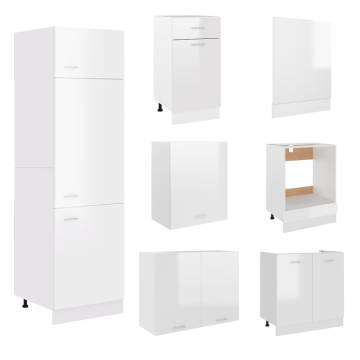 7 Piece High Gloss White Kitchen Cabinet Set | Hipo Market